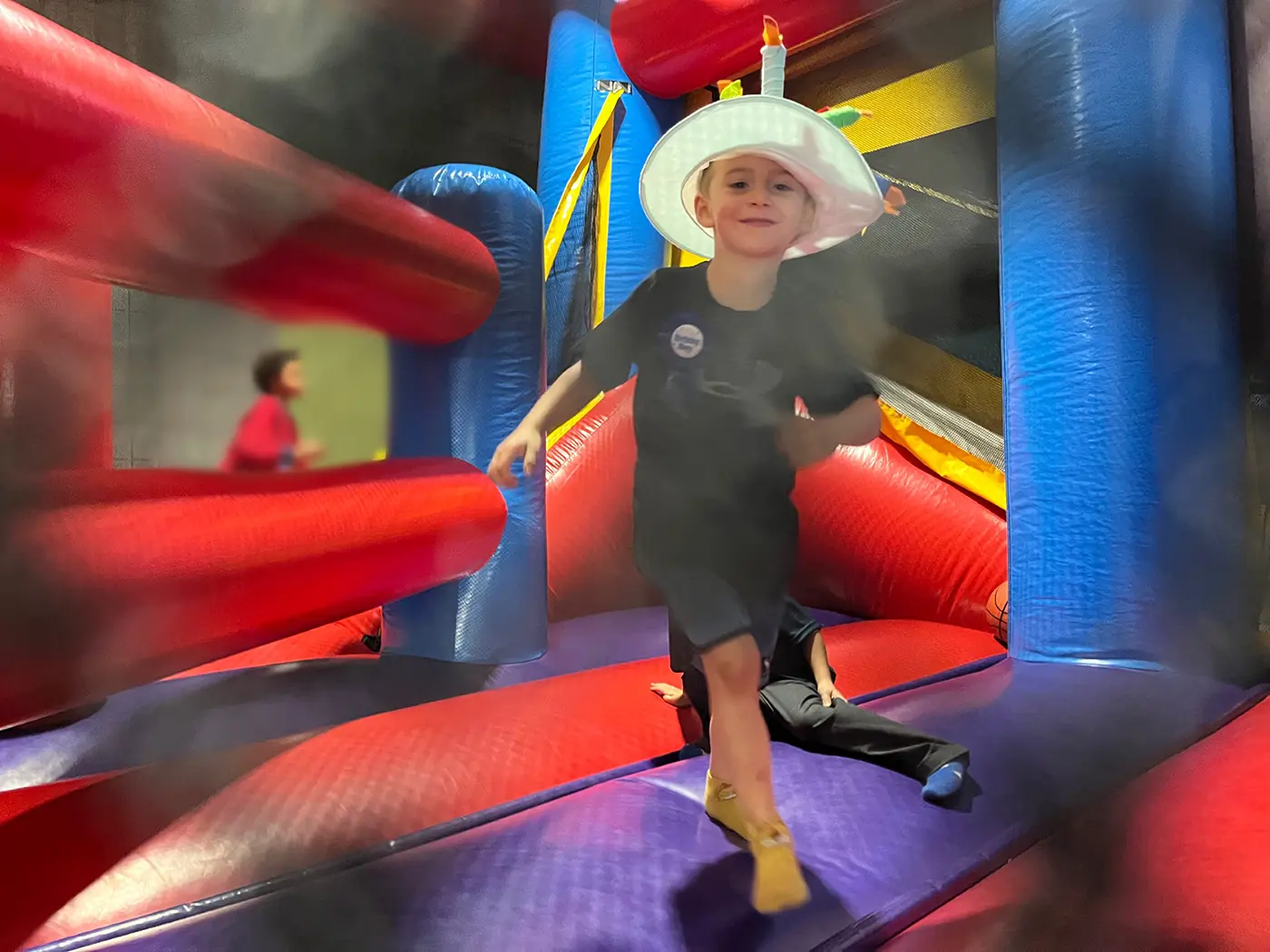 Boy in jumping castle